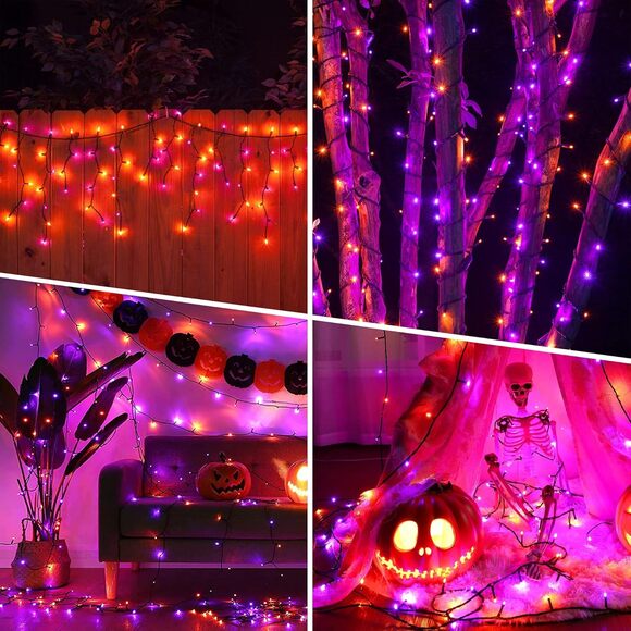 Halloween String Lights 164FT 500 LED Purple Orange 8 Modes Indoor Outdoor Decor - Picture 9 of 9